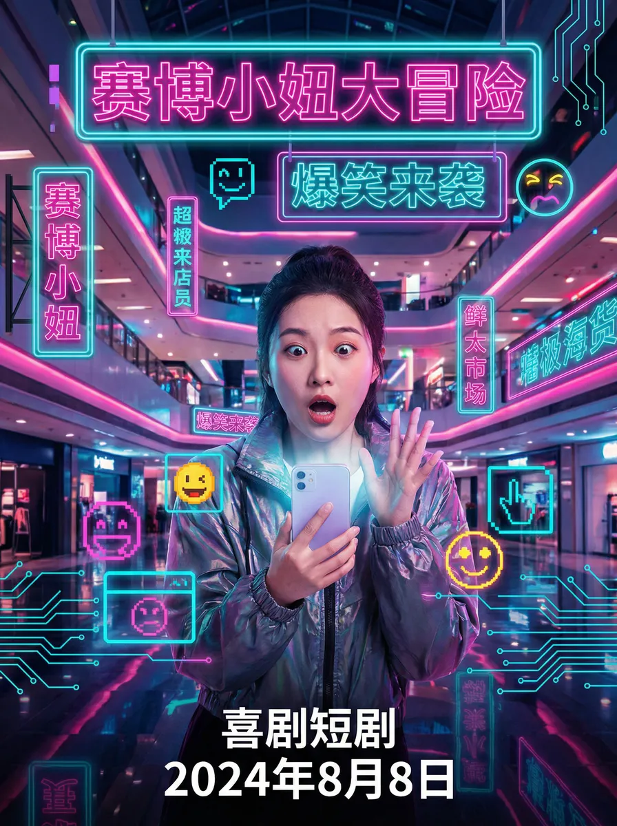 龙腾小说网 搞笑喜剧短剧 - 赛博小妞大冒险海报